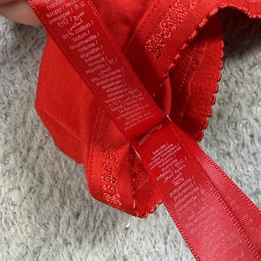 SKIMS Bralette Womens 2X Red Cotton Jersey Scoop Bra Wireless Logo Adjustable - Picture 5 of 8